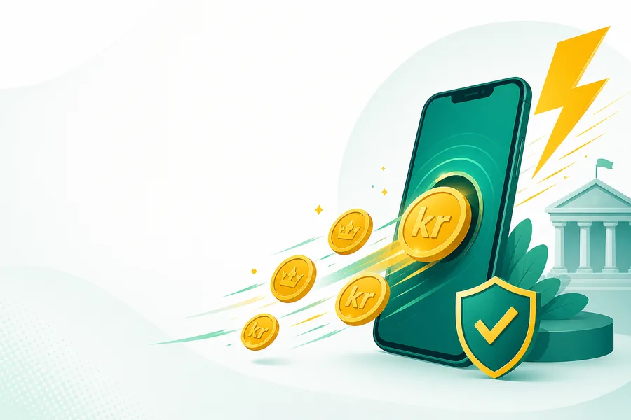 Abstrakt illustration av ett snabbt digitalt betalflöde